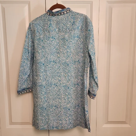 Foxcroft Turquoise and White Tunic Top - Picture 4 of 10